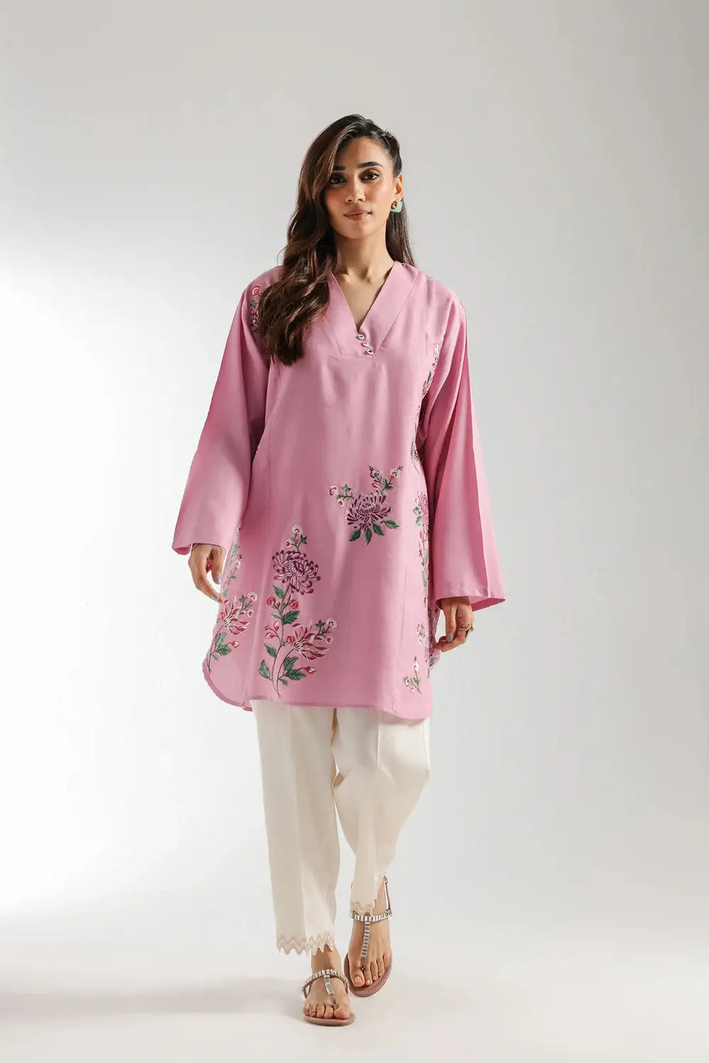 pakistani womens dress designs Embroidered White Floral Pakistani Dress, 3 Piece Cambric Cotton Suit