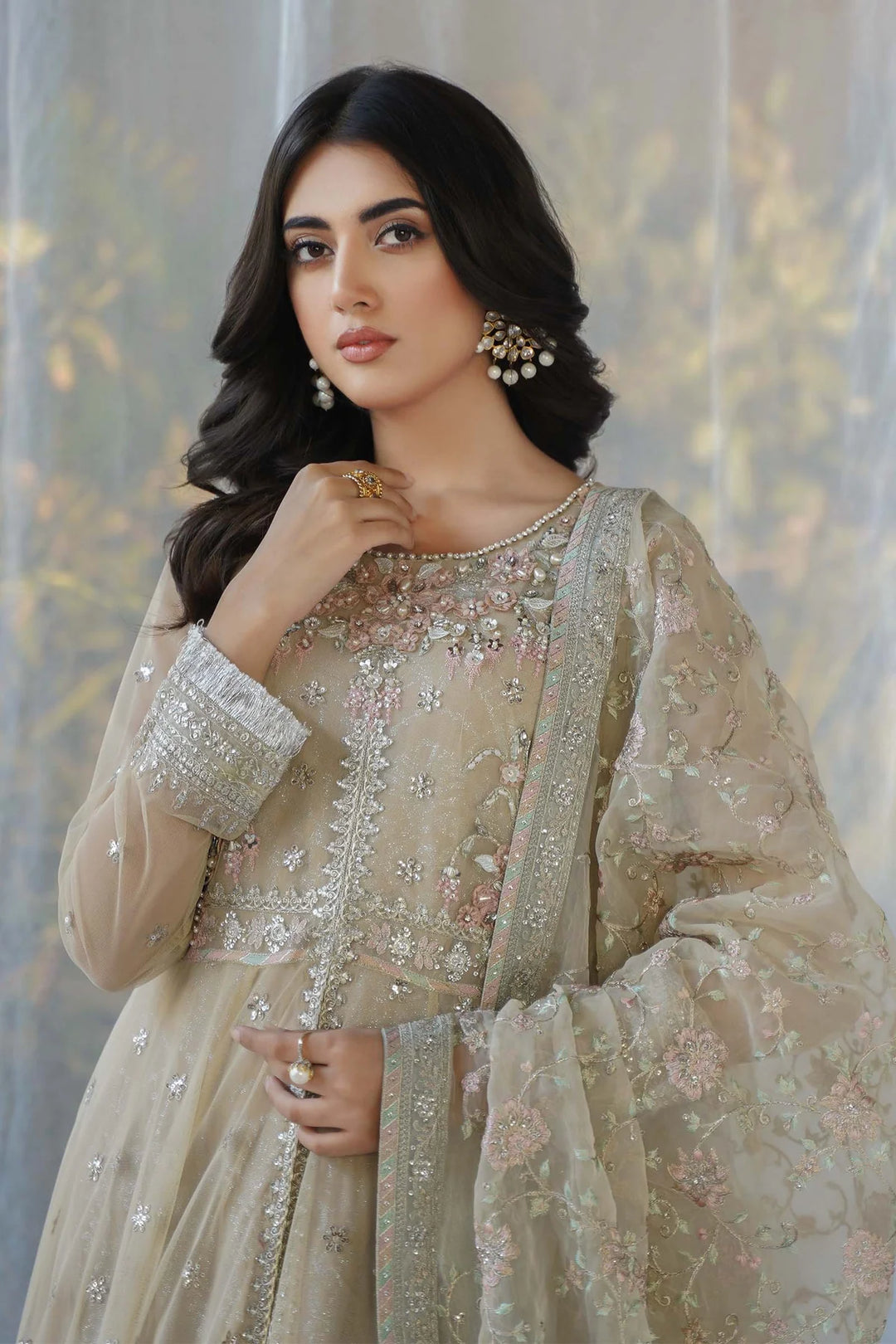 MARIA B 3 Piece Embroidered Net Suit | RRSF-EF24-18