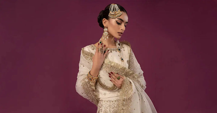 Chic Maria B formal attire with embellished dupatta