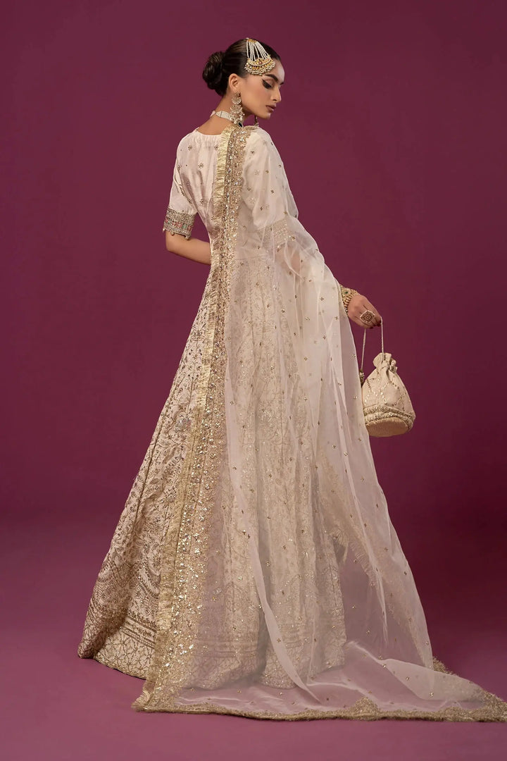 Back view of Maria B formal outfit with dupatta