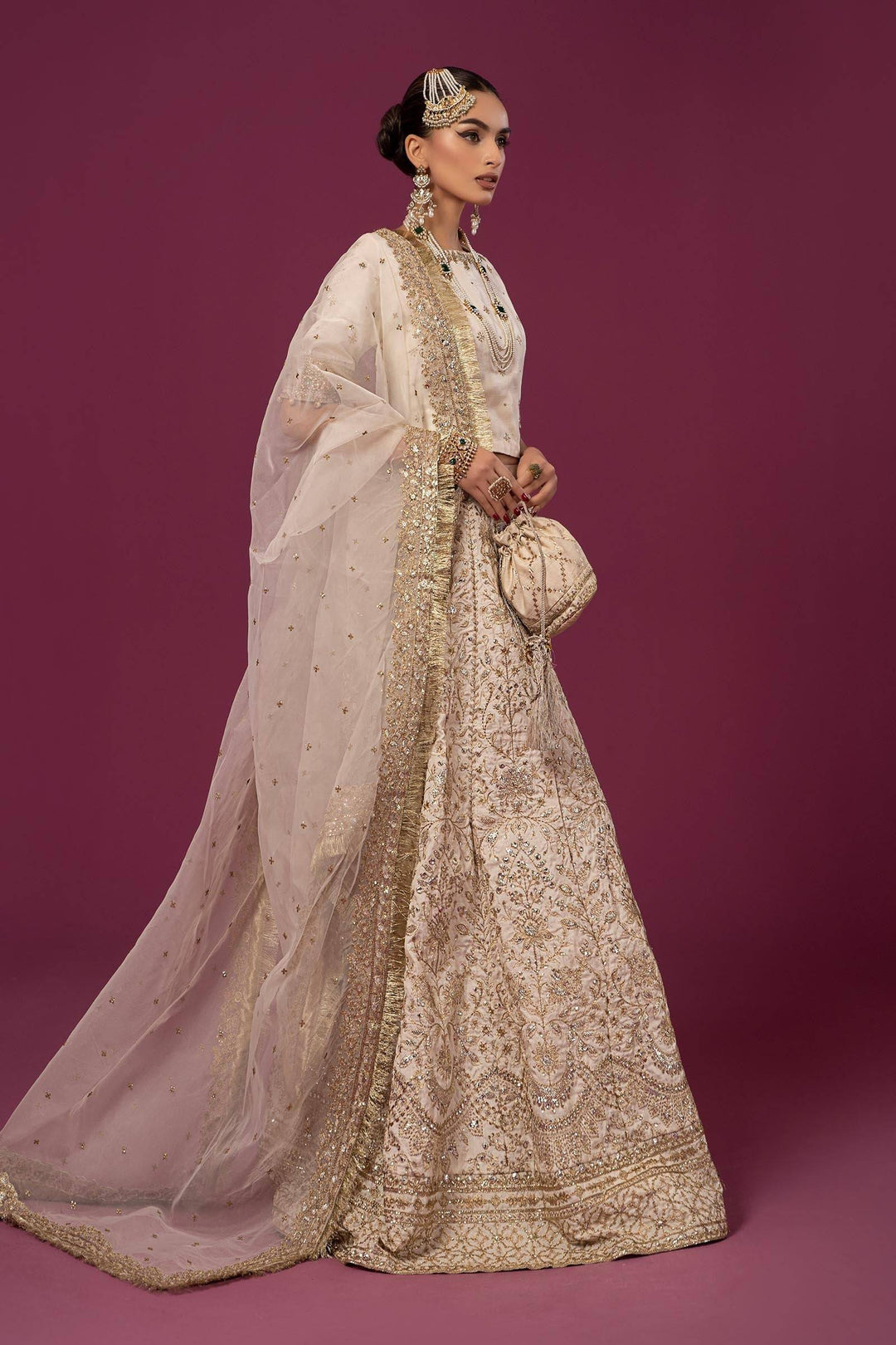 Elegant Pakistani wedding gown with intricate embroidery