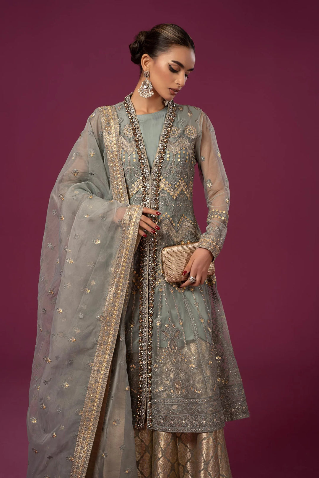 MARIA B 3 Piece Embroidered Net Suit | SF-EF24-28-61