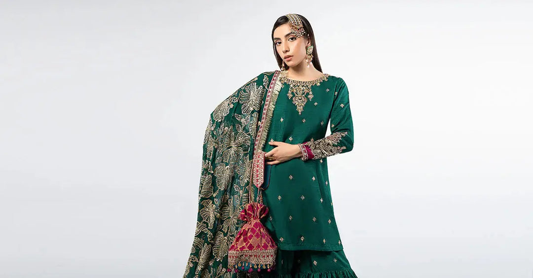 Embroidered Raw Silk Suit - full outfit view