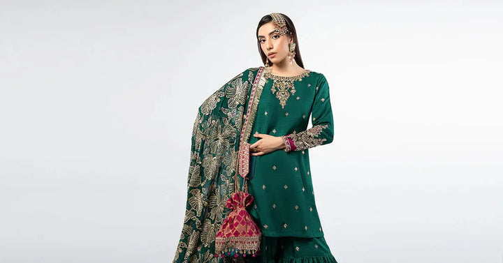 Embroidered Raw Silk Suit - full outfit view