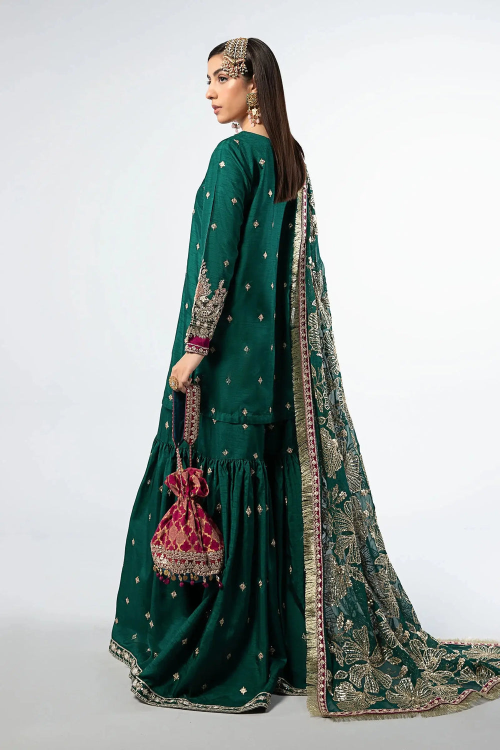 Embroidered Raw Silk Suit - ladies 3pc suit