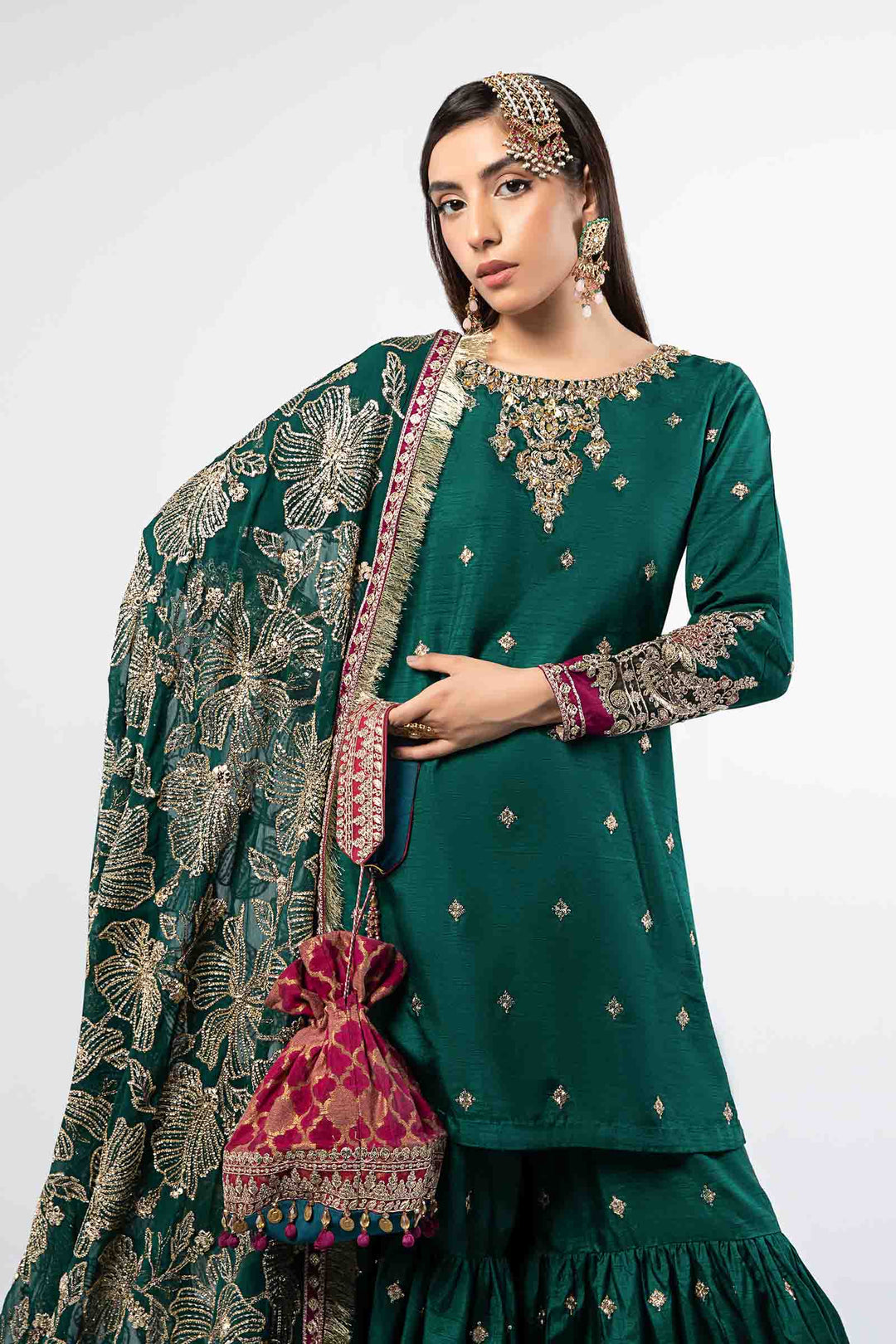 Embroidered Raw Silk Suit - ladies 3pc suit