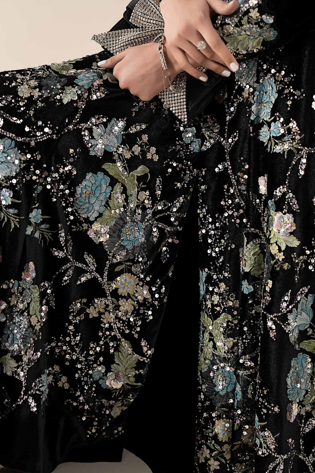 3 Piece Embroidered Velvet Suit | SF-W25-68