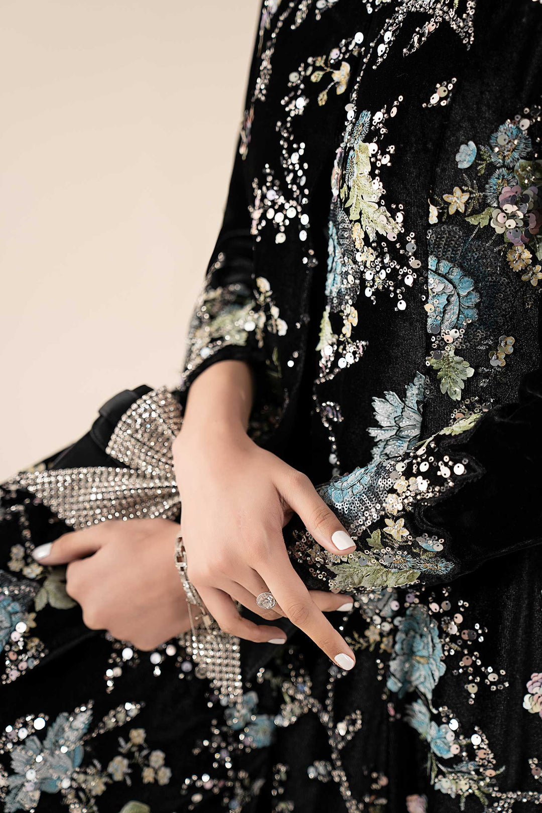 3 Piece Embroidered Velvet Suit | SF-W25-68