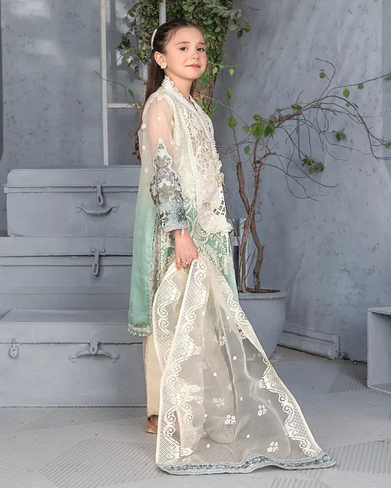 RANGREZA Eid Wear - Kid Green Dress | Embroidered Shirt, Dupatta RANGREZA Eid Wear - Kid Green Dress | Embroidered Shirt, Dupatta
