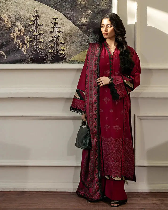 RANGREZA RANGREZA Embroidered Dhanak Chikankari | DNK 40-07 CLOTHING RANGREZA USA 7327625425 United States M Maroon Dhanak M / Maroon / Dhanak L / Maroon / Dhanak XL / Maroon / Dhanak