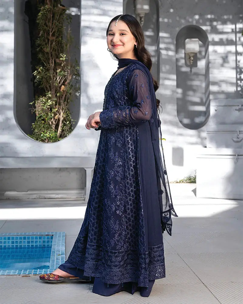 RANGREZA Kid Frock - Blue Girl Dress Eastern | Chiffon Sequins Rangreza RANGREZA Kid Frock - Blue Girl Dress Eastern | Chiffon Sequins Rangreza