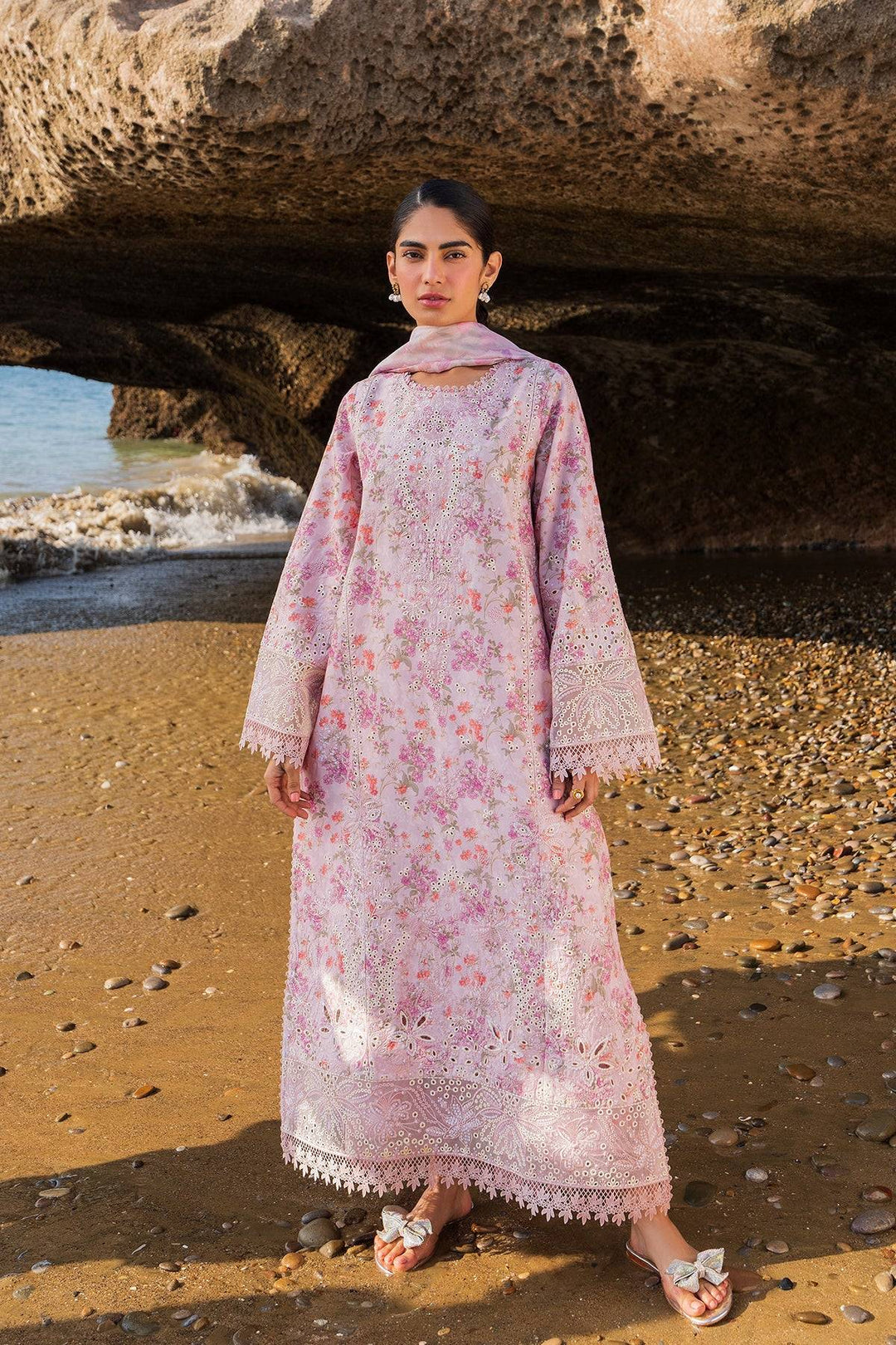 afrozeh pink dress Net Maxi in Baby pink by Afrozeh - OPL9890