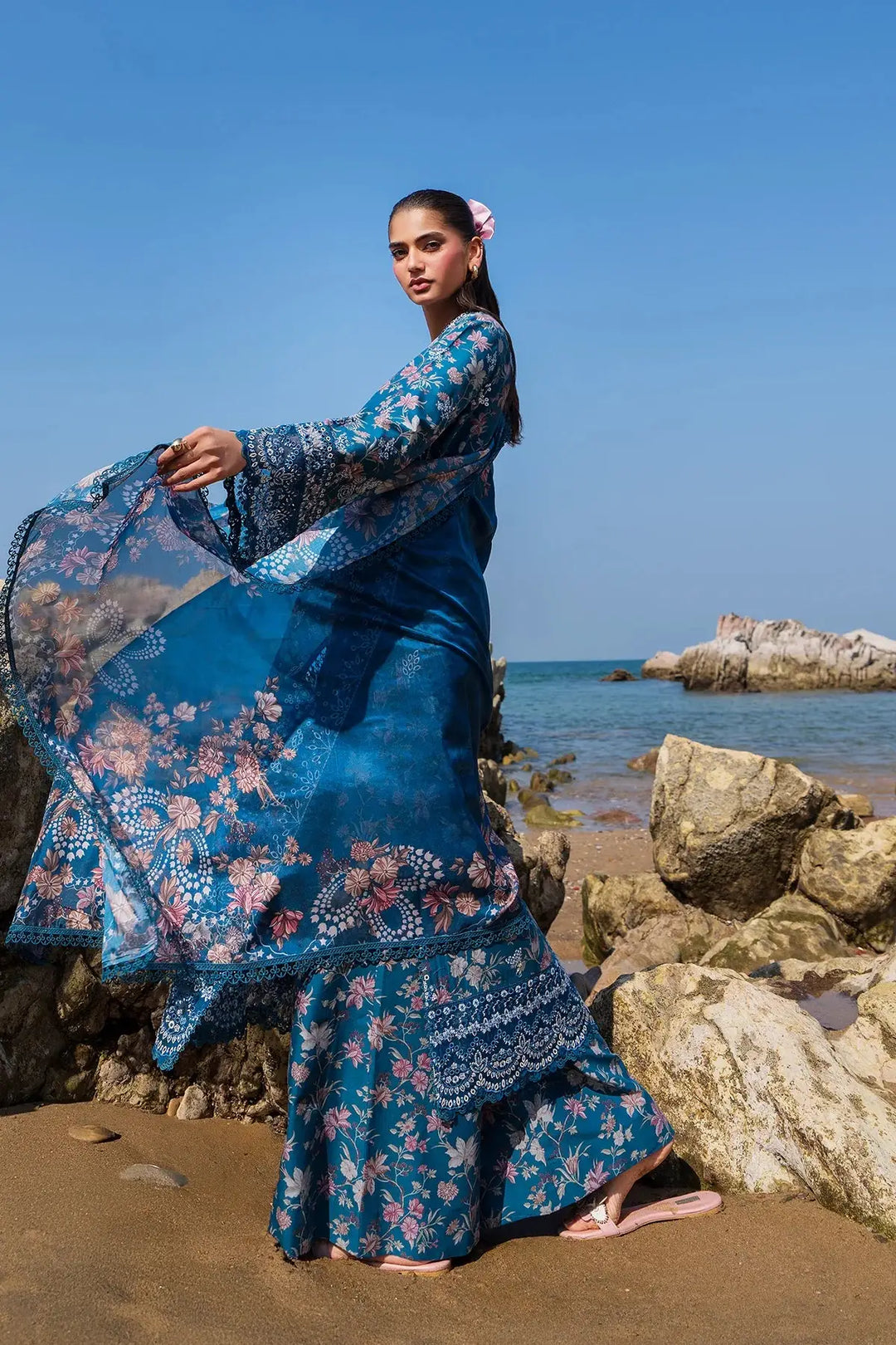 afrozeh blue dress Sapphire Elegance by Afrozeh Luxury Embroidered Dress