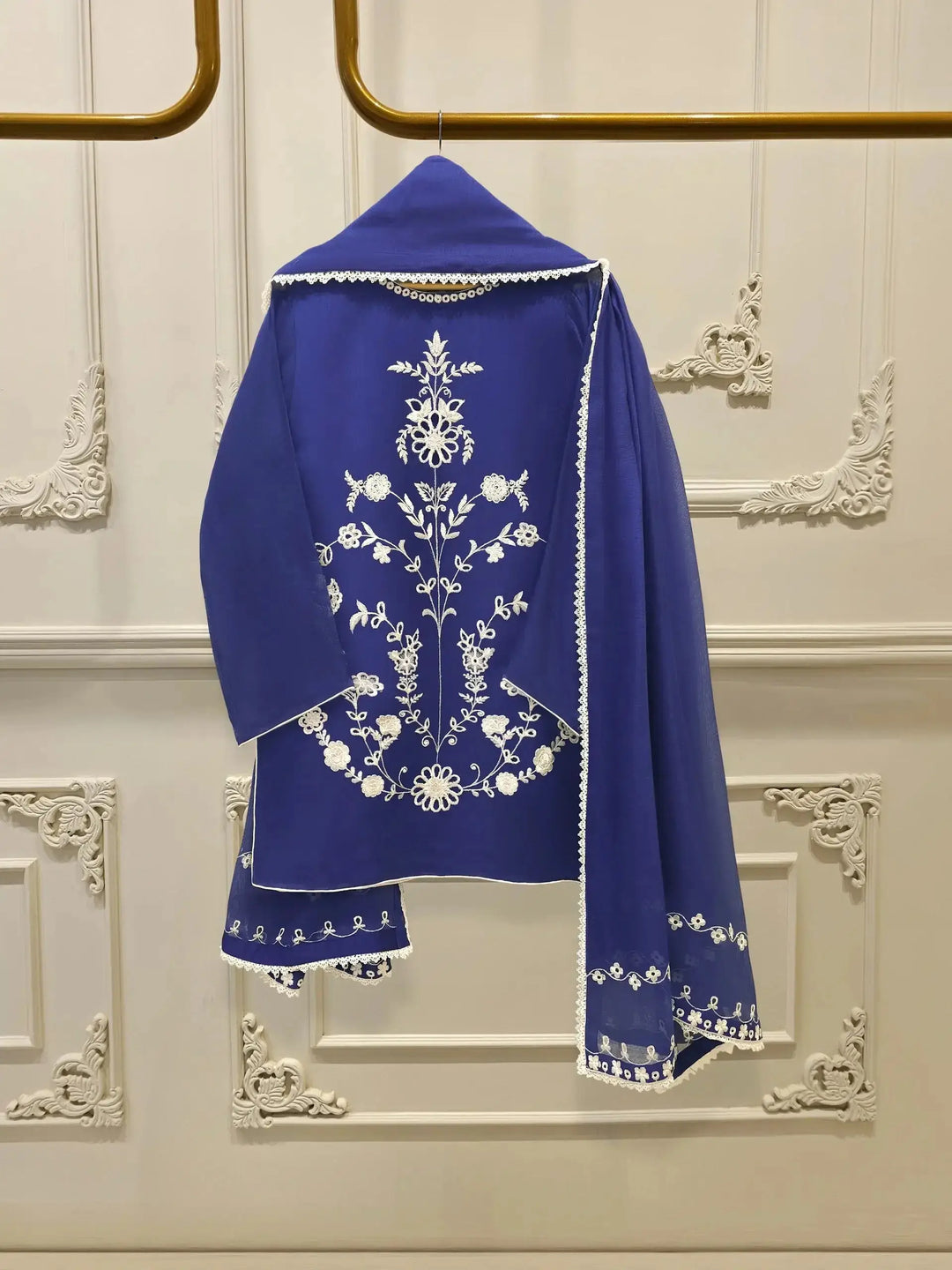 3 Piece Pure Embroidered Cotton Net Suit S112429-17