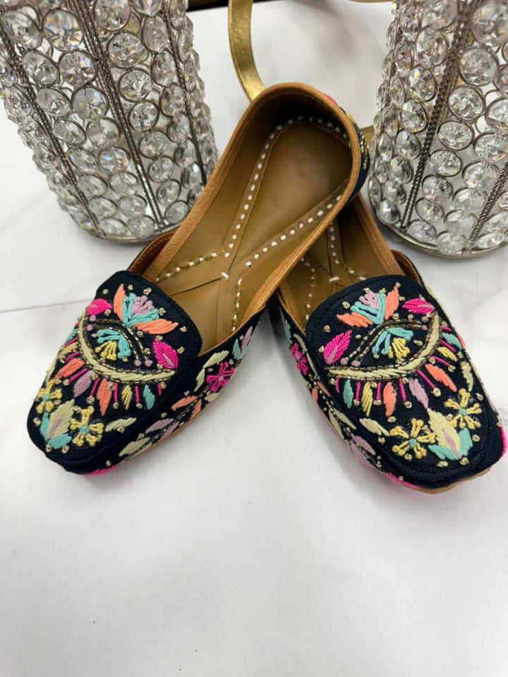 Maria Black Jutti - Khussa Mojari Shoes with multicolor beadwork and pearl detailing, perfect for ethnic and festive wear.