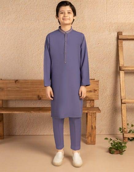 J. PURPLE BLENDED SEMI-FORMAL KURTA TROUSER | JCKP-A-39383