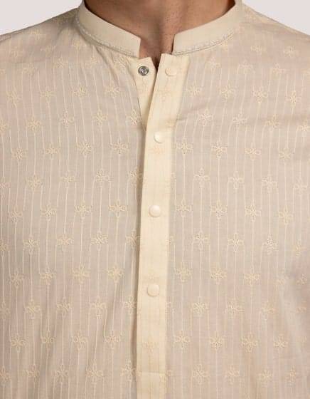 J. BEIGE COTTON FORMAL KURTA