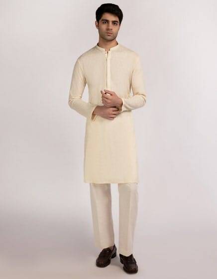 J. BEIGE COTTON FORMAL KURTA - Buy Stitched Junaid Jamshed Kurta featuring a regular fit and elegant design, ideal for formal gatherings.