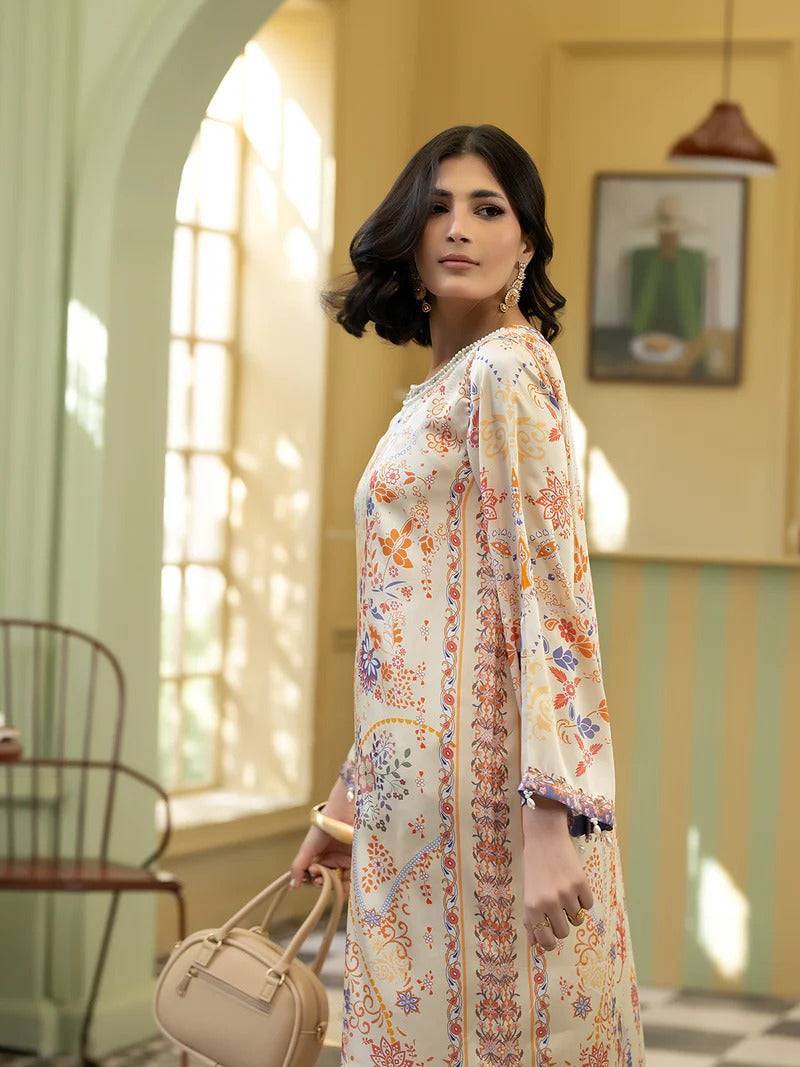 Full-length Rangreza Women Silk 2 Piece in a bright room