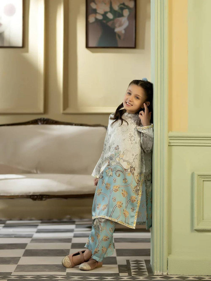 Girl posing in Rangreza Silk 2 Piece outfit with playful expression