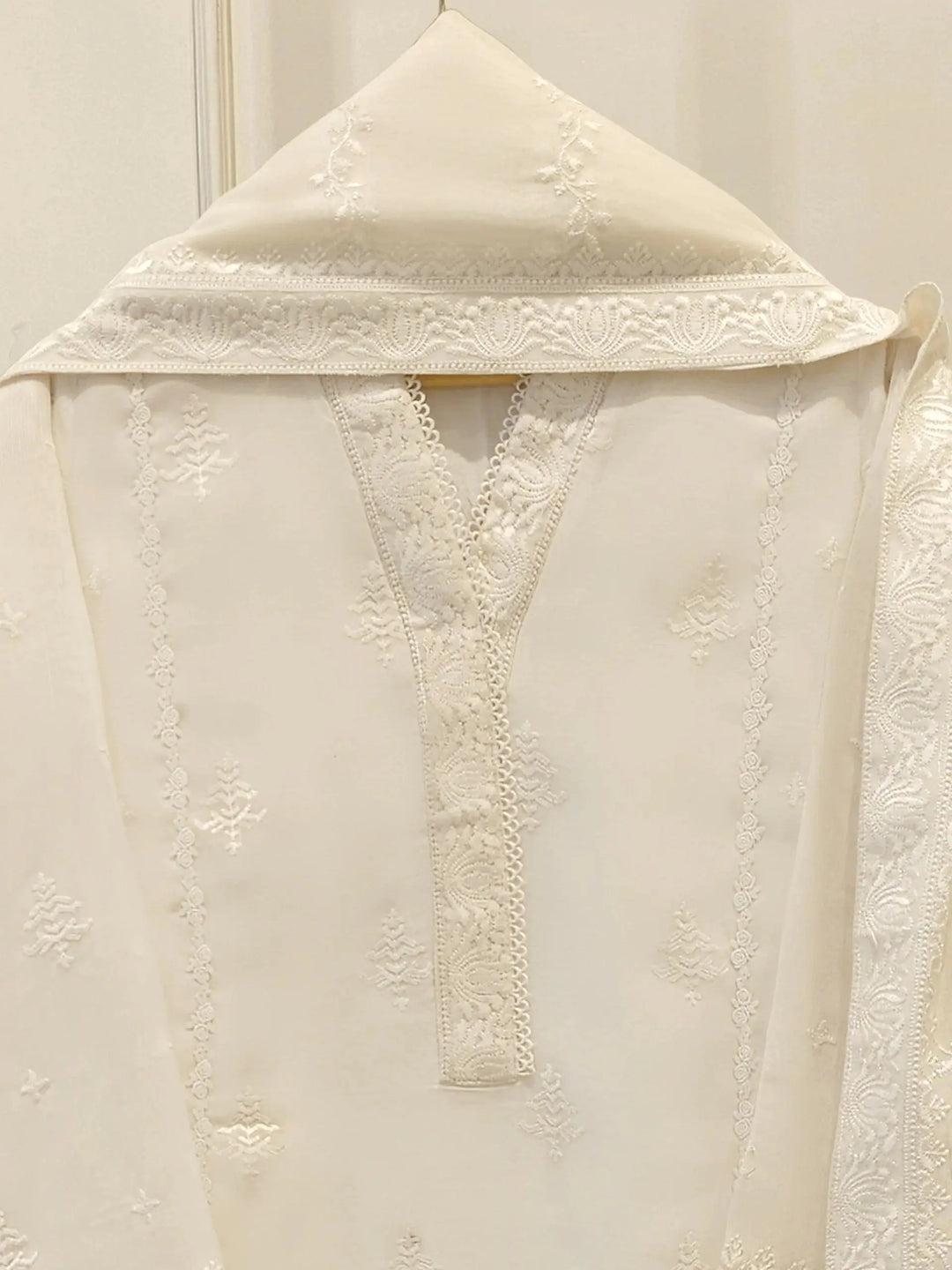 3 Piece Pure Embroidered Cotton Net Suit | S113611-15