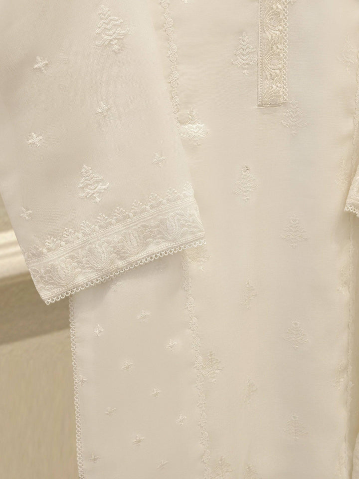 3 Piece Pure Embroidered Cotton Net Suit | S113611-15