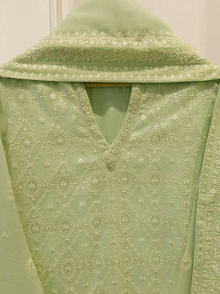 3 Piece Pure Embroidered Cotton Net Suit | S113610-15