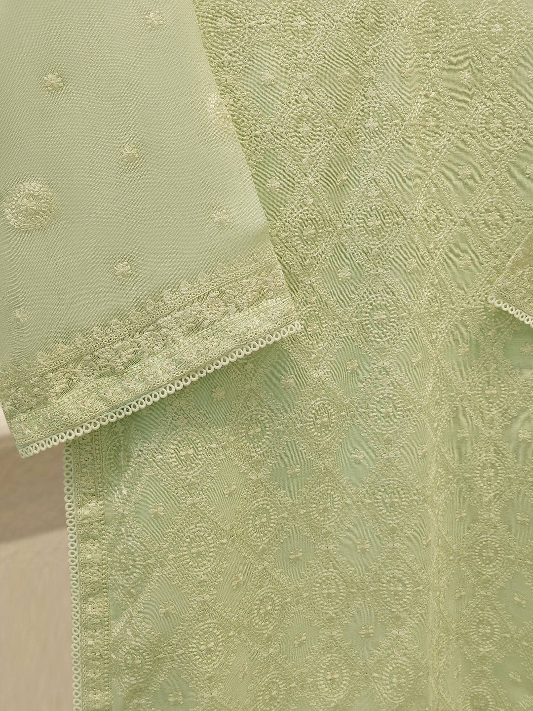 3 Piece Pure Embroidered Cotton Net Suit | S113610-15