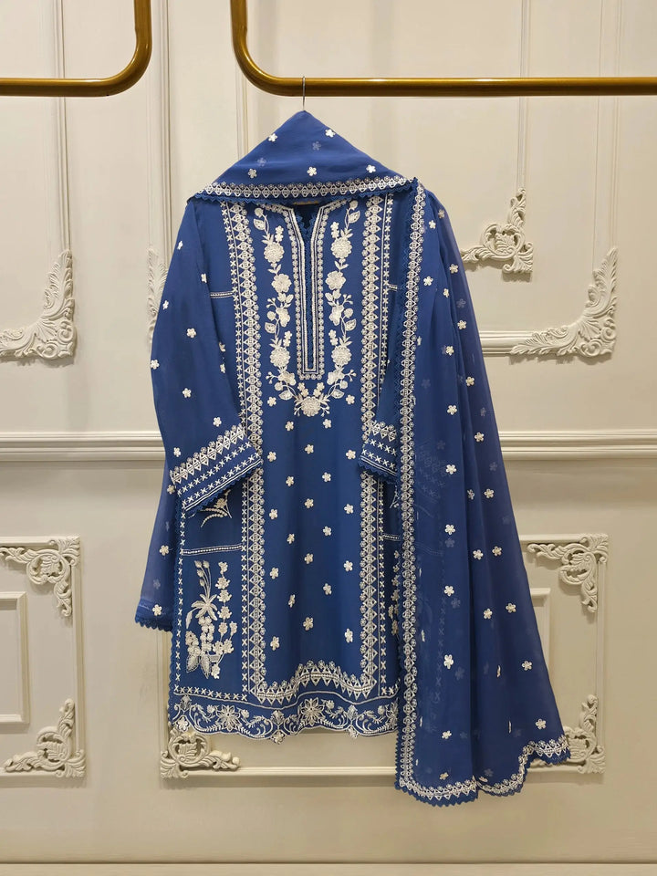 3 Piece Pure Embroidered Cotton Net Suit | S113912-20
