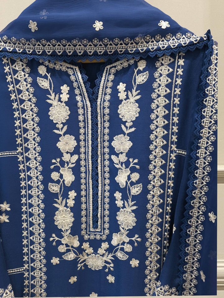 3 Piece Pure Embroidered Cotton Net Suit | S113912-20