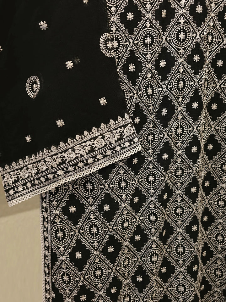 3 Piece Pure Embroidered Cotton Net Suit | S113920-15