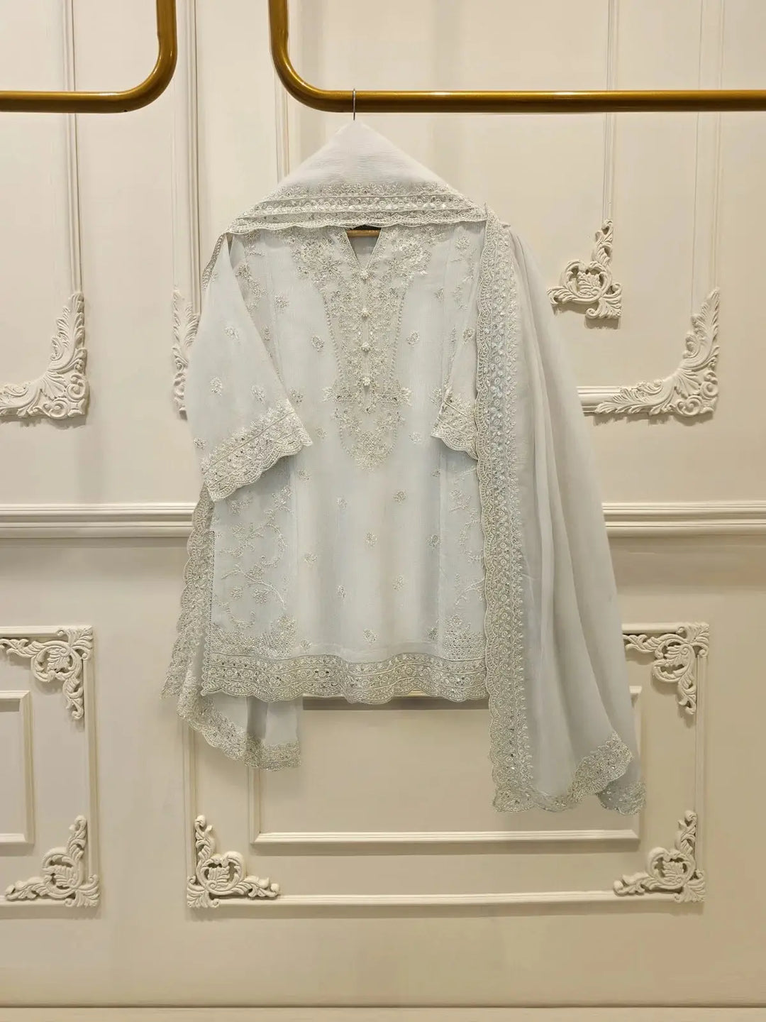 3 Piece - Pure Embroidered Cotton Net Suit | S114931