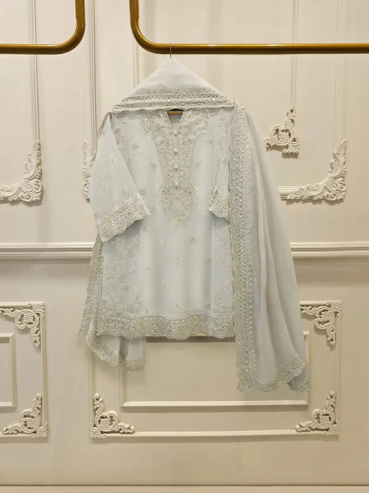 3 Piece - Pure Embroidered Cotton Net Suit | S114931