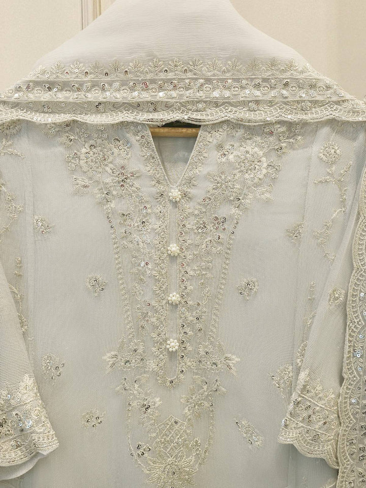 3 Piece - Pure Embroidered Cotton Net Suit | S114931