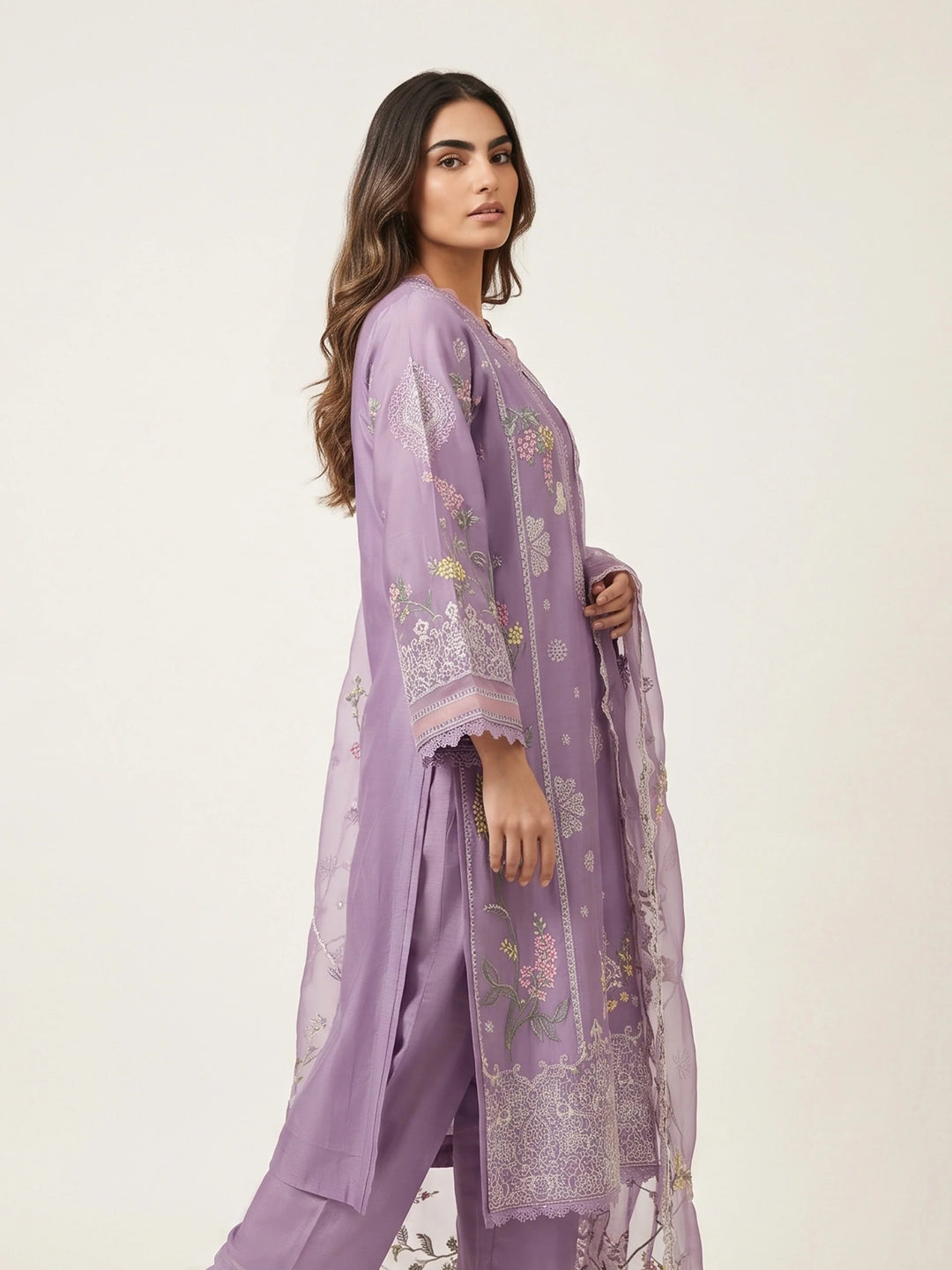 3 Piece - Embroidered Khadi Silk Suit WS00394-32