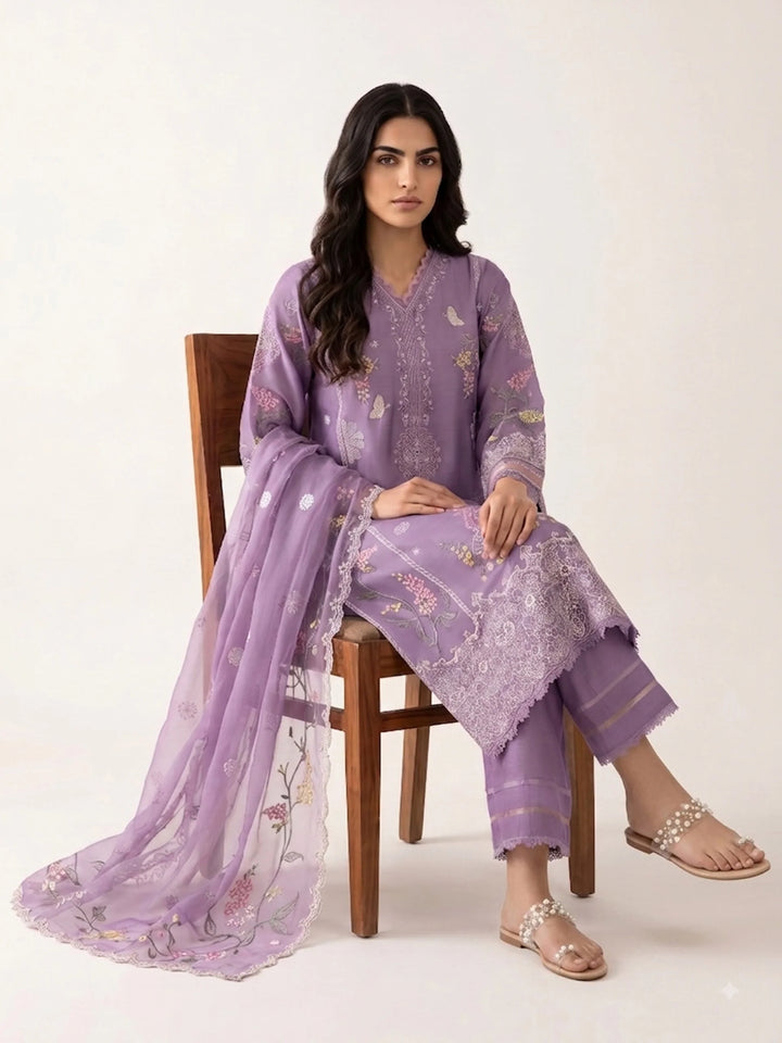 3 Piece - Embroidered Khadi Silk Suit WS00394-32