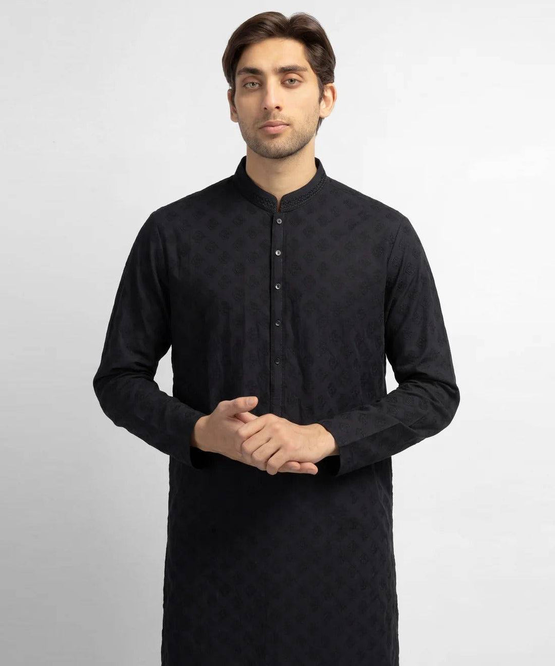 black cotton formal kurta | JJKS50637