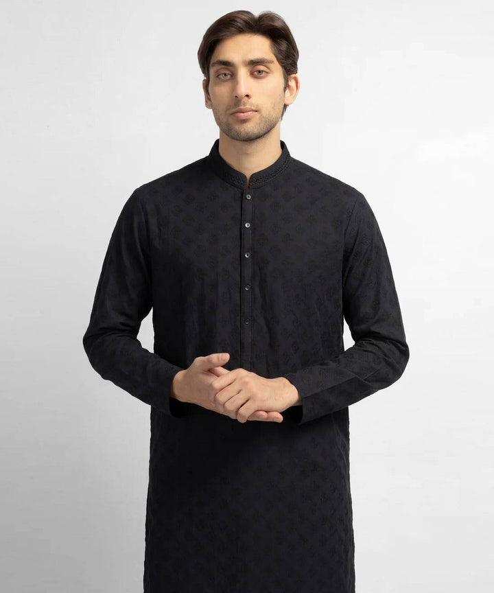 black cotton formal kurta | JJKS50637