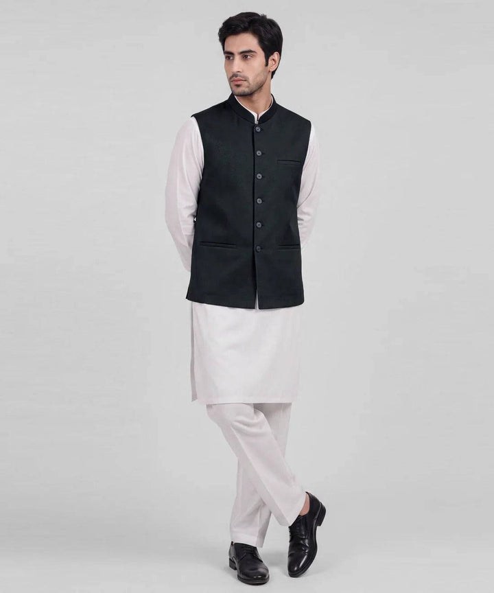 black plain waistcoat | JJVCA48453