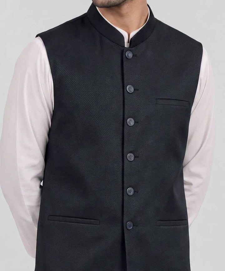 black plain waistcoat | JJVCA48453