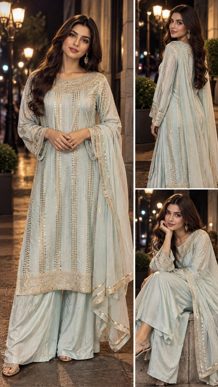 3-PC Embroidered Suit | CMA-6-263-16