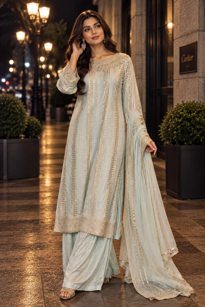 3-PC Embroidered Suit | CMA-6-263-16