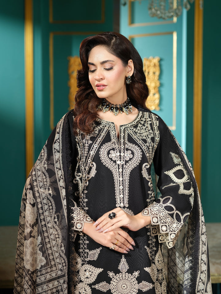 Embroidered Cambric 3 Piece Suit | HR-495