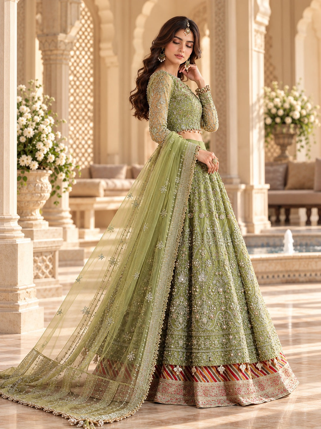 Aroosh Wedding Organza Lehenga with Dupatta
