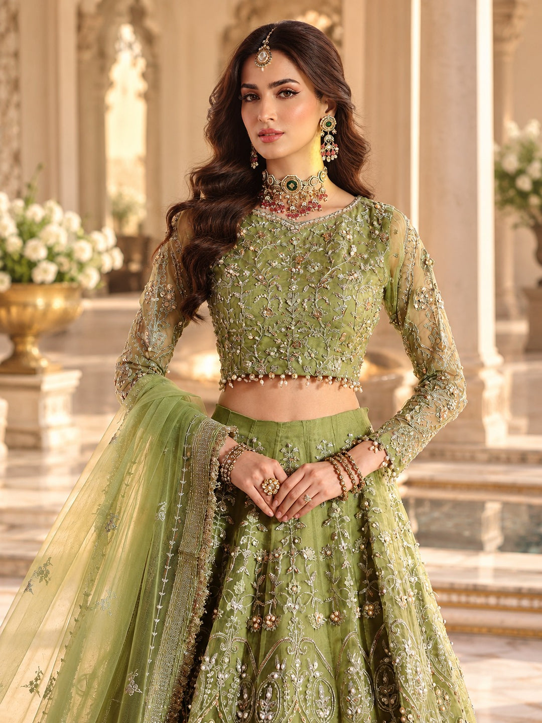 Aroosh Wedding Organza Lehenga with Dupatta