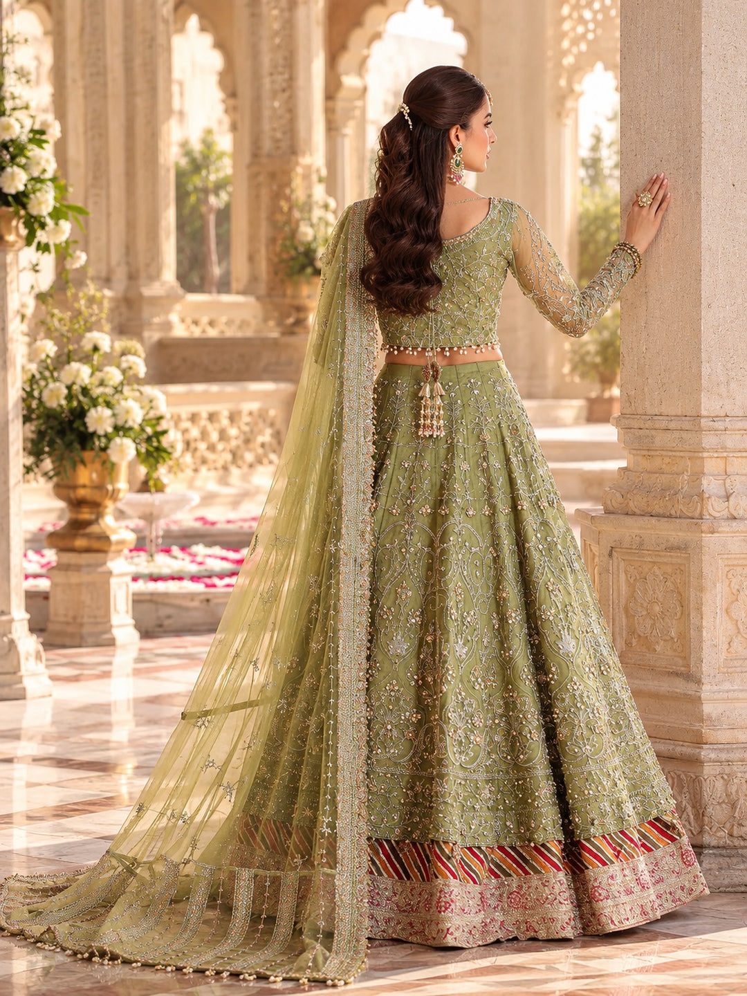 Aroosh Wedding Organza Lehenga with Dupatta
