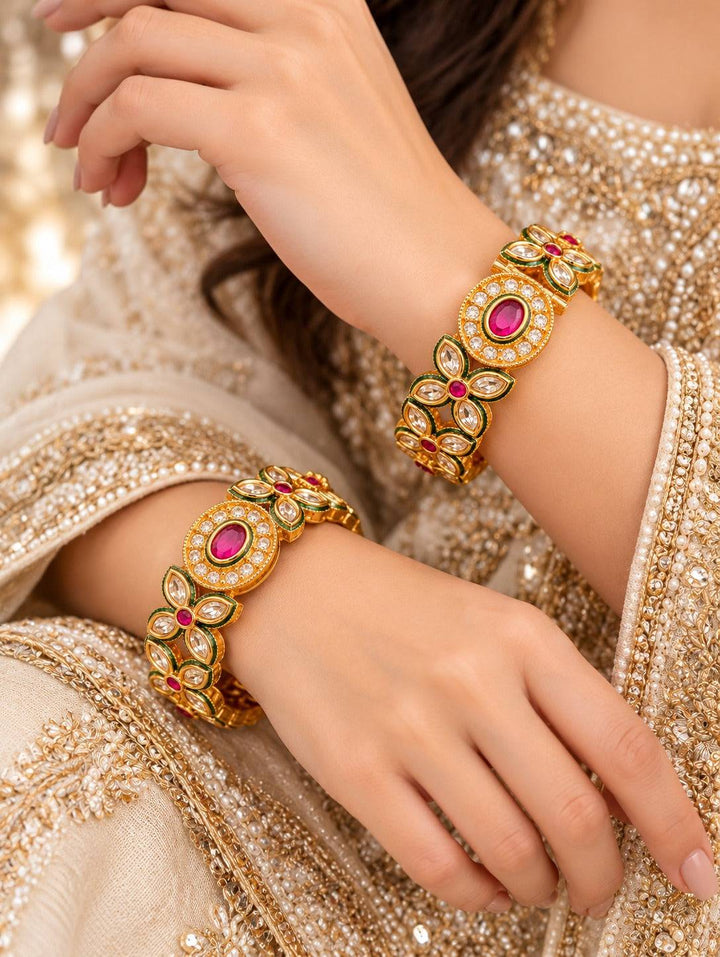 Floral Polki Kundan Bangles | GG-10