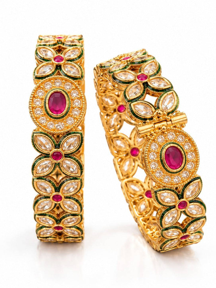 Floral Polki Kundan Bangles | GG-10