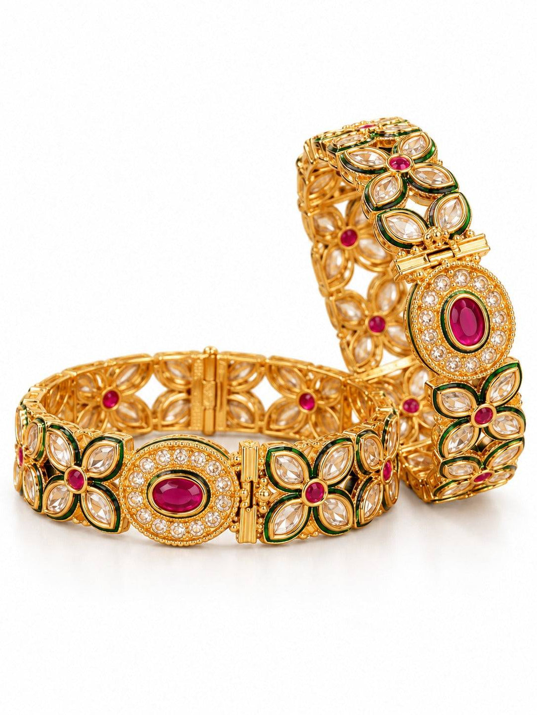 Floral Polki Kundan Bangles | GG-10