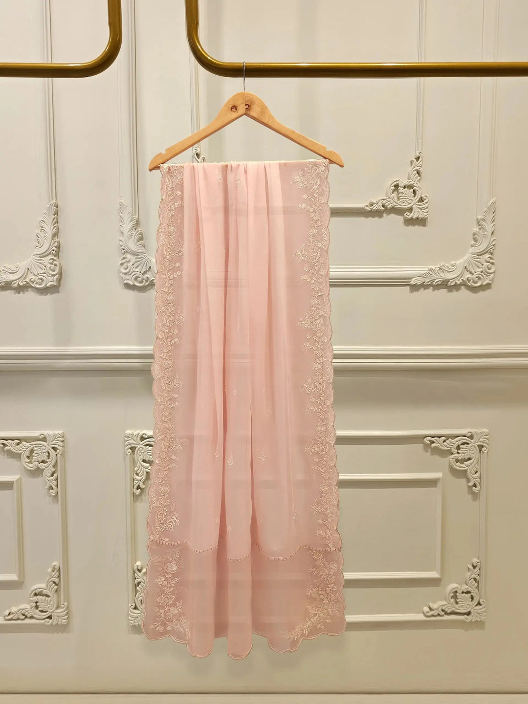 Matching pink chiffon dupatta from AGHA NOOR Embroidered Chiffon Suit - Dress with embroidered borders for a refined finish.